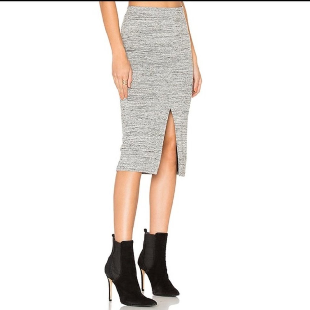 Alice + Olivia Apiga Slit-Front Knit Midi Pencil Skirt, Gray - Picture 1 of 3